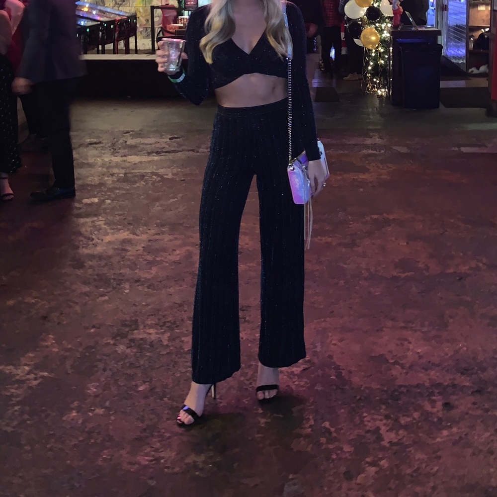 Sequin pin stripe pants